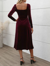 Perfee Sweetheart Neck Long Sleeve Midi Dress OutfitFlow